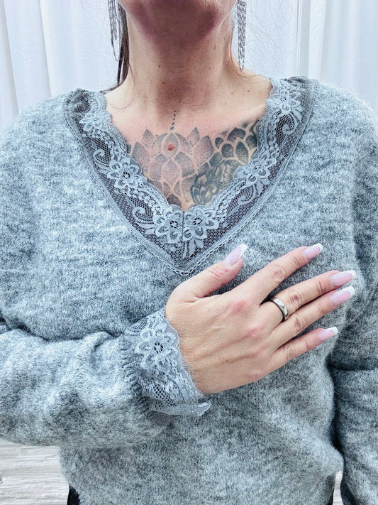 Alpaca Strickpulli mit Spitze Gr. 34-44 109